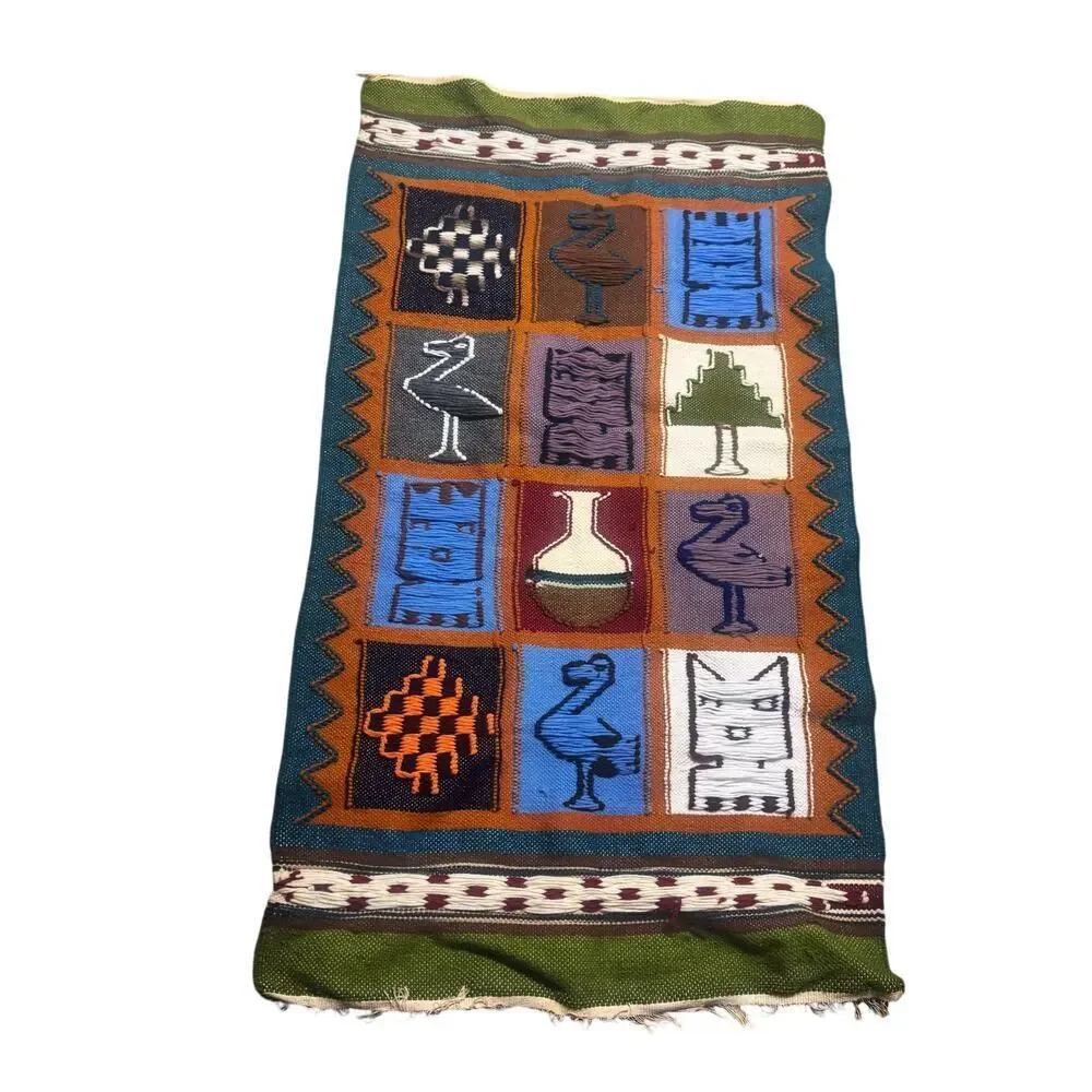 Vintage Hand Made Wall Tapestry Woolen Woven Tapestry Size 25”X46” NEW